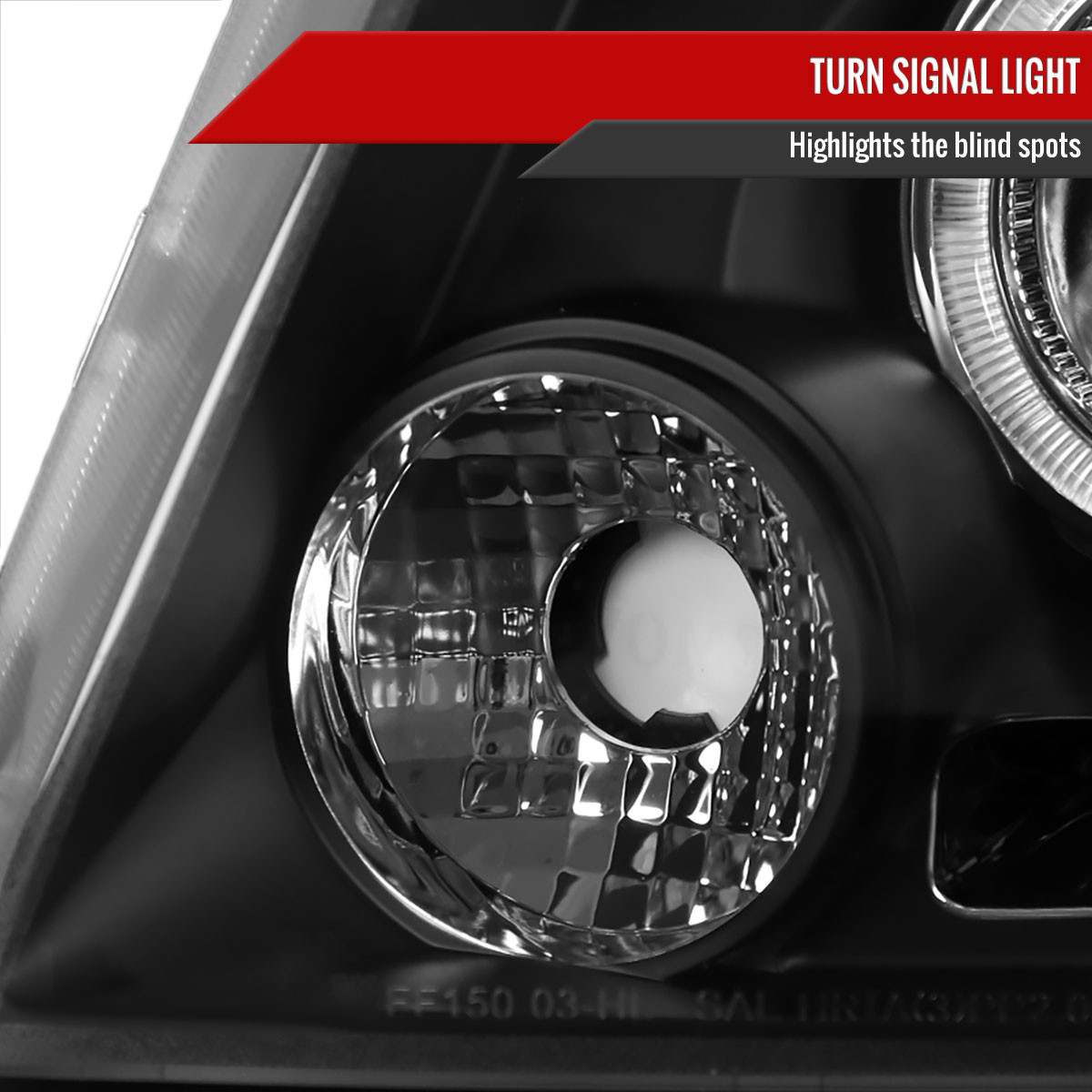 Pair DUAL HALO LED Projector Headlights For 2004-2008 Ford F-150 – Black Housing Clear Lens (Driver & Passenger Side)