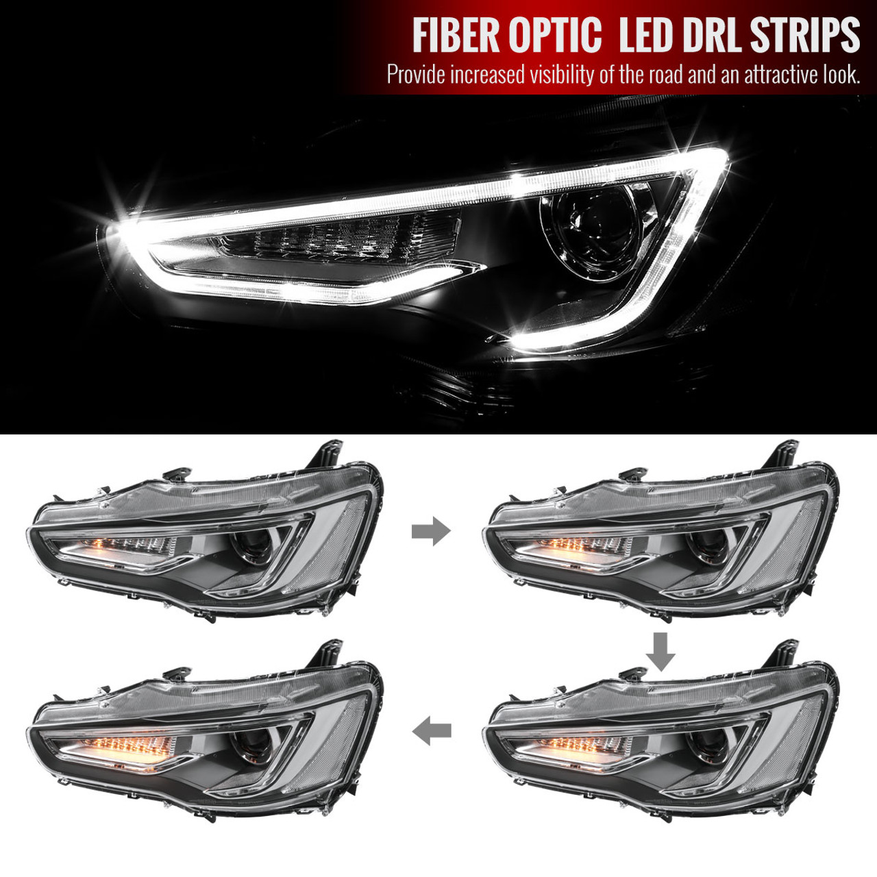 2008-2017 Mitsubishi Lancer/EVO X Projector Headlights w/ LED