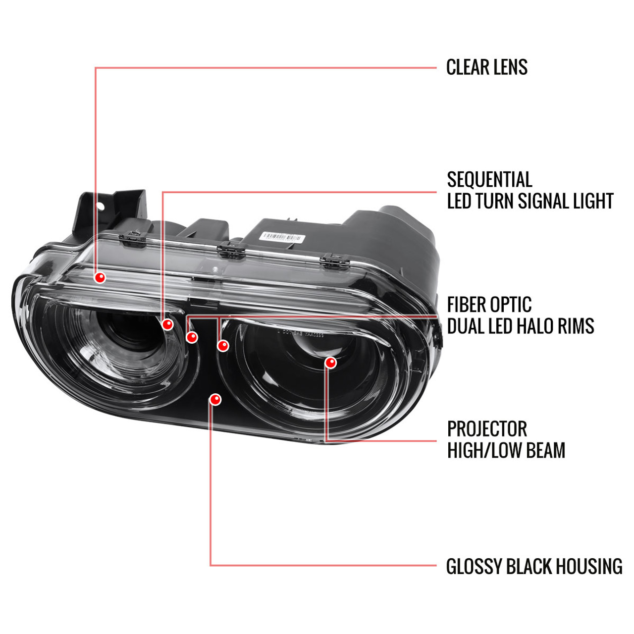 2008-2014 Dodge Challenger Dual LED Halo D2H Xenon Projector