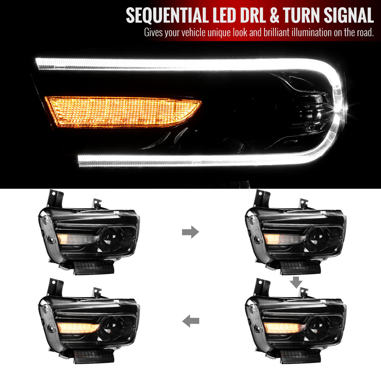 2011-2014 Dodge Charger D2H Xenon Projector Headlights w/ LED C