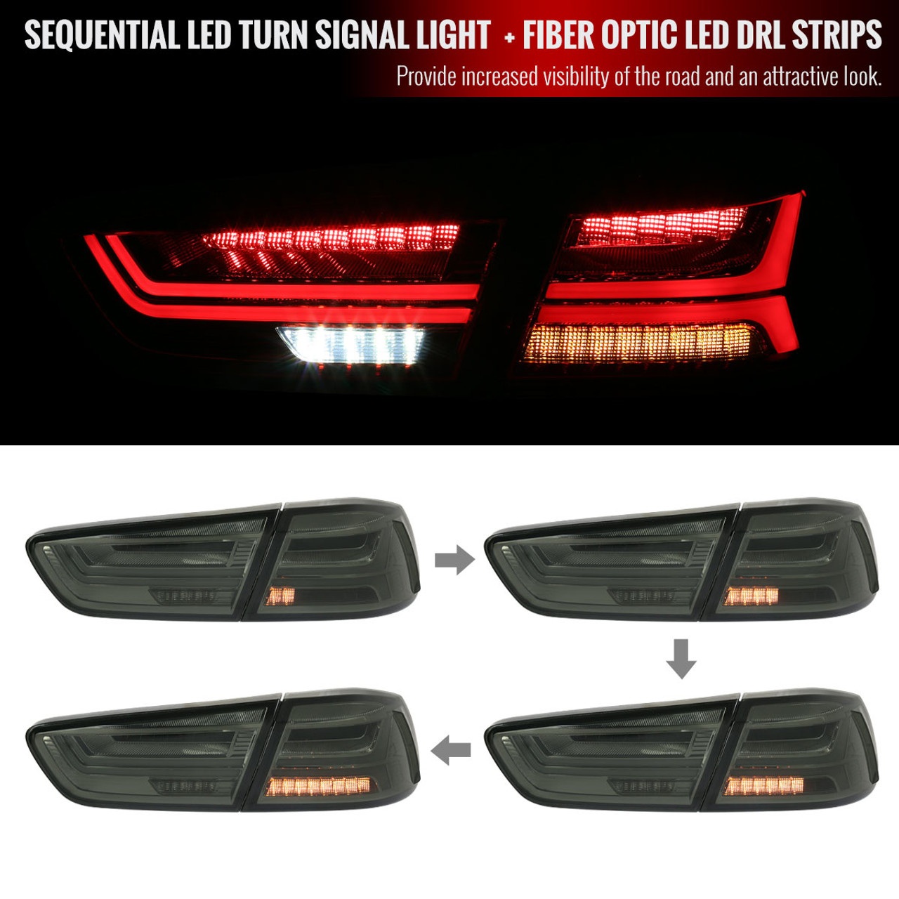 2008-2017 Mitsubishi Lancer/Evo 4DR Sedan LED Tail Lights w