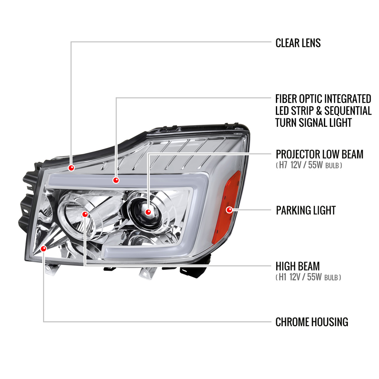 2004-2015 Nissan Titan / 2004-2007 Armada LED C-Bar Projector