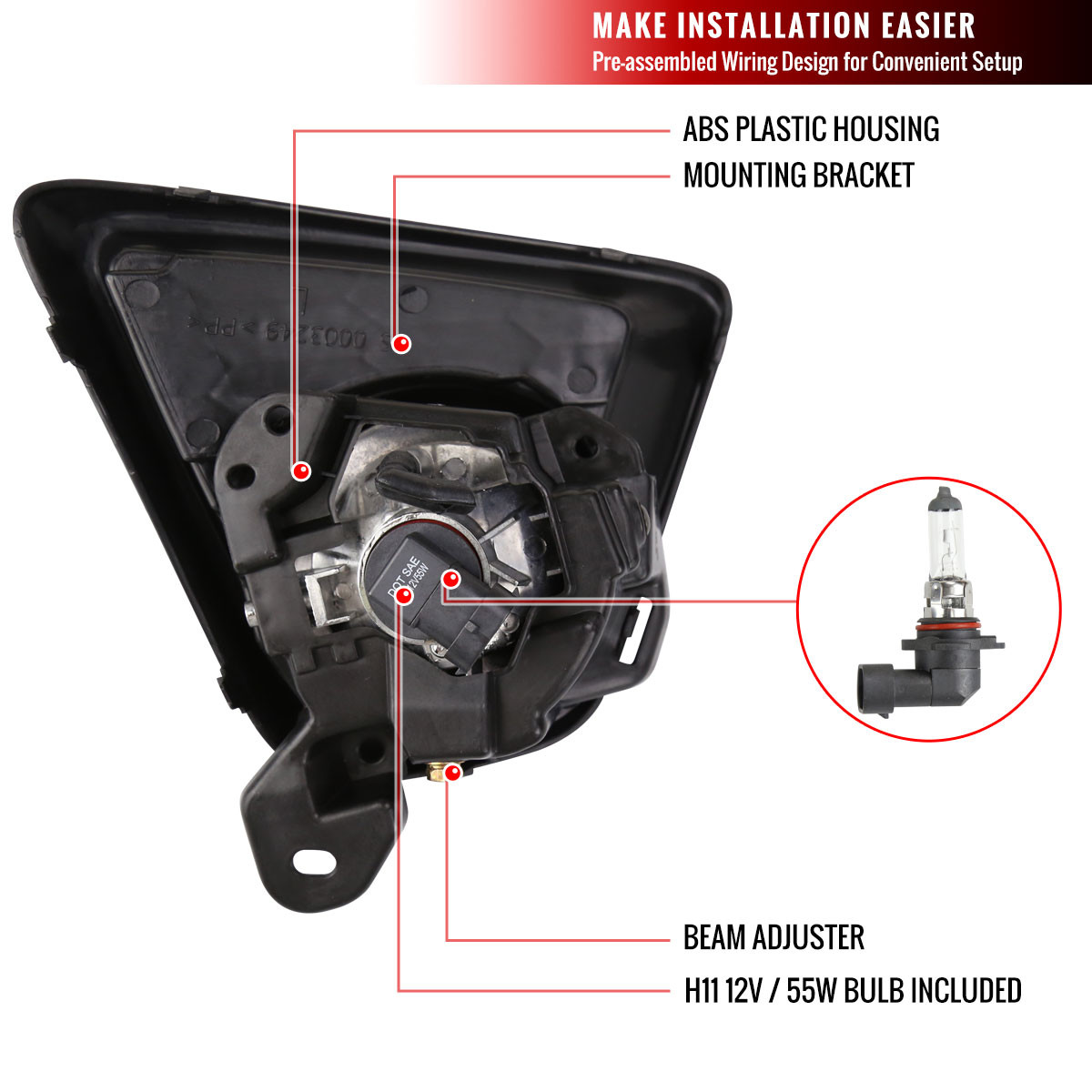 2013-2016 Mazda CX-5 H11 Fog Lights Kit w/ Switch & Wiring Harness