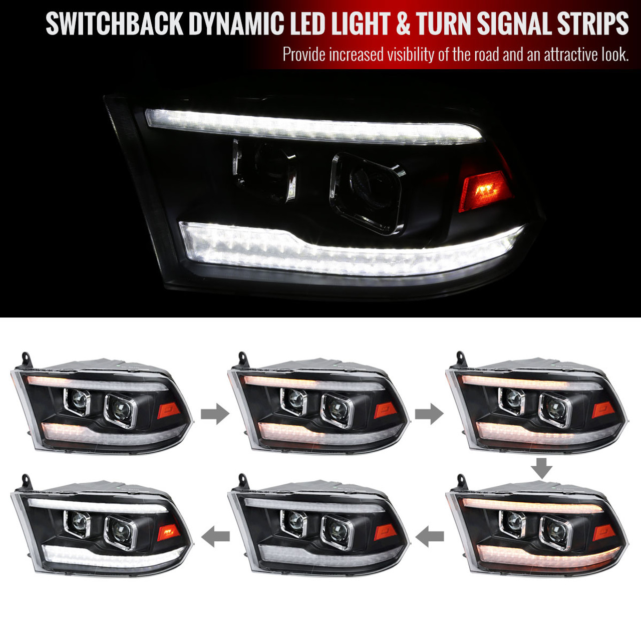 Spec-D Tuning Special Edition Arctic White Sequential LED Signal Dual  Projector Headlights Compatible with 2019-2022 Dodge Ram 2500/3500/4500,  Left + Right Pair Headlamps Assembly : Automotive 