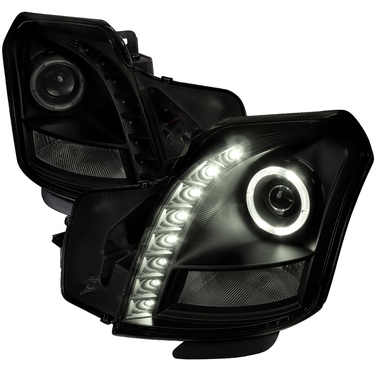 2003-2007 Cadillac CTS Halo Projector Headlights (Black Housing