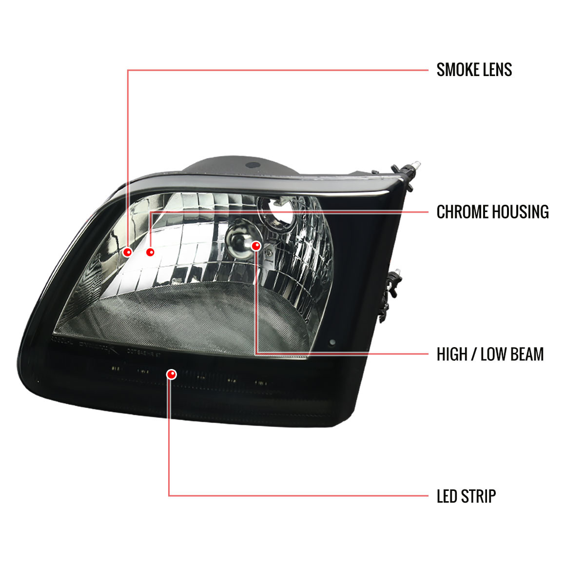 1997-2004 Ford F-150/Expedition Factory Style Headlights w/ SMD