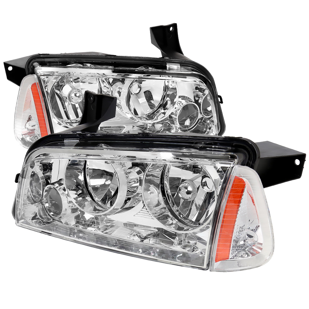 2006-2010 Dodge Charger Factory Style Headlights w/ Corner Lights (Chrome  Housing/Clear Lens)