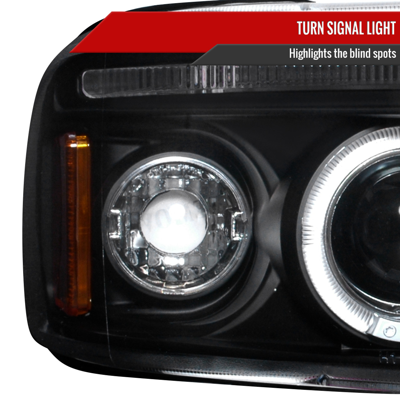 1994-2001 Dodge RAM Dual Halo Projector Headlights (Matte Black