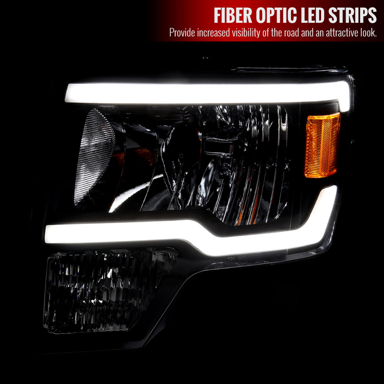 2009-2014 Ford F-150 LED Tube Factory Style Headlights (Matte