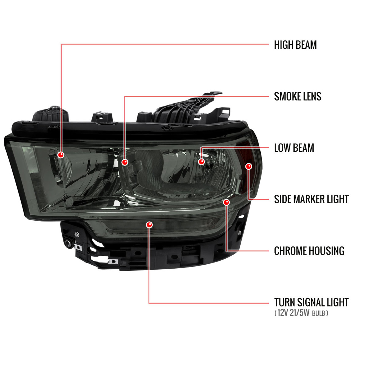 2019-2022 Dodge RAM 2500/3500/4500/5500 Factory Style Headlights