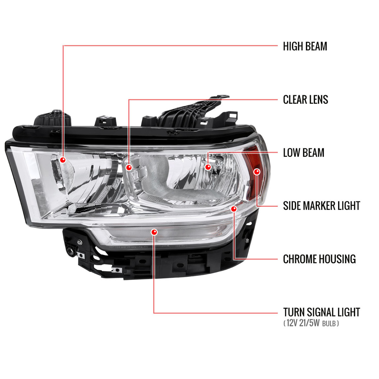 2019-2022 Dodge RAM 2500/3500/4500/5500 Factory Style Headlights