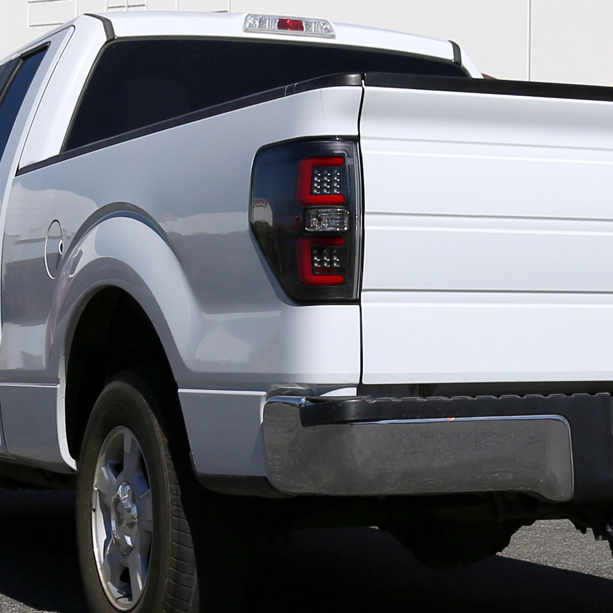 2009-2014 Ford F-150 LED Tail Lights with Red LED Bar (Matte Black