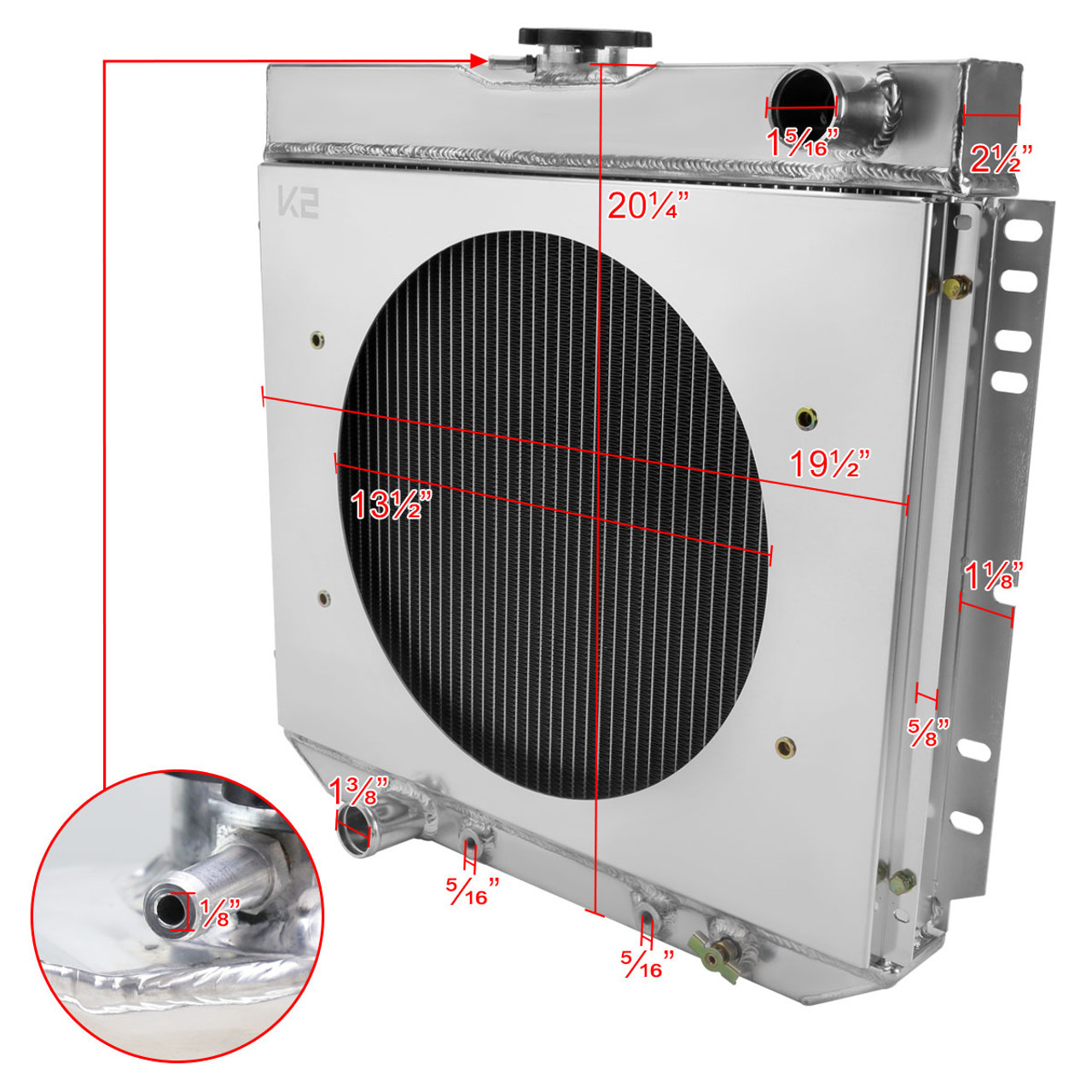 1963-1977 Ford Mustang/Maverick/Falcon/Torino/Fairlane / 1966-1973 Mercury  Comet/Cougar/XR7 3 Row Radiator with Fan Shroud Design - Spec-D Tuning