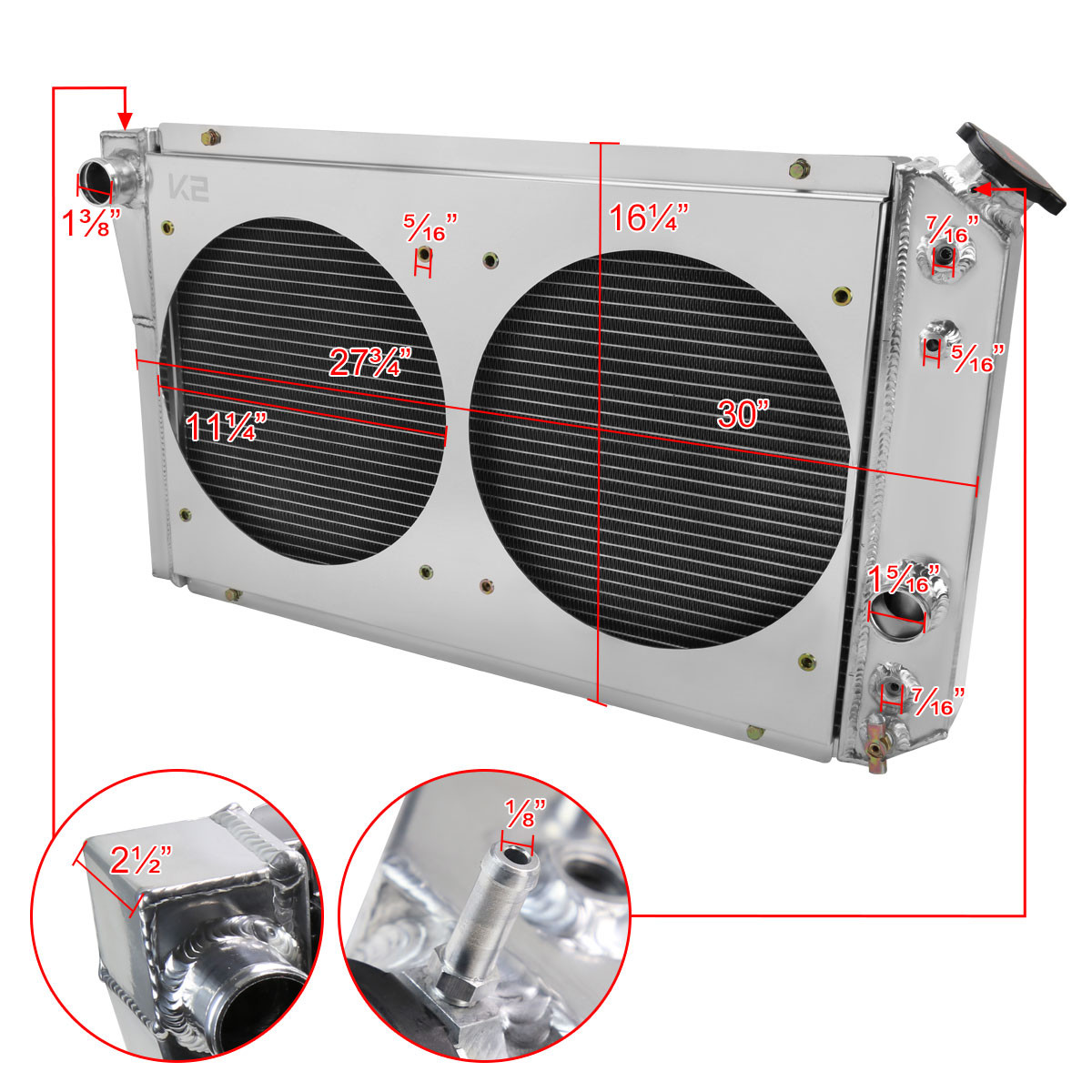 3Row Radiator Shroud With 2Fan For 1982-2002 CHEVROLET S10 S-10 3Row Radiator Shroud With 2Fan For 1982-2002 CHEVROLET S10 S-10