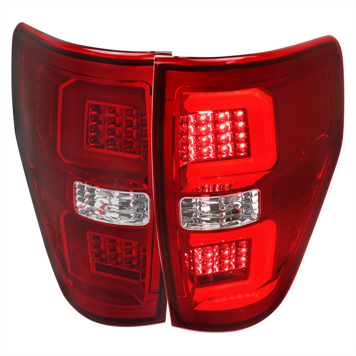 Ford f150 2009〜2014 LEDテールライト 2009-2014 Ford F-150 Red C-Bar LED Tail Lights (Chrome Housing/Red
