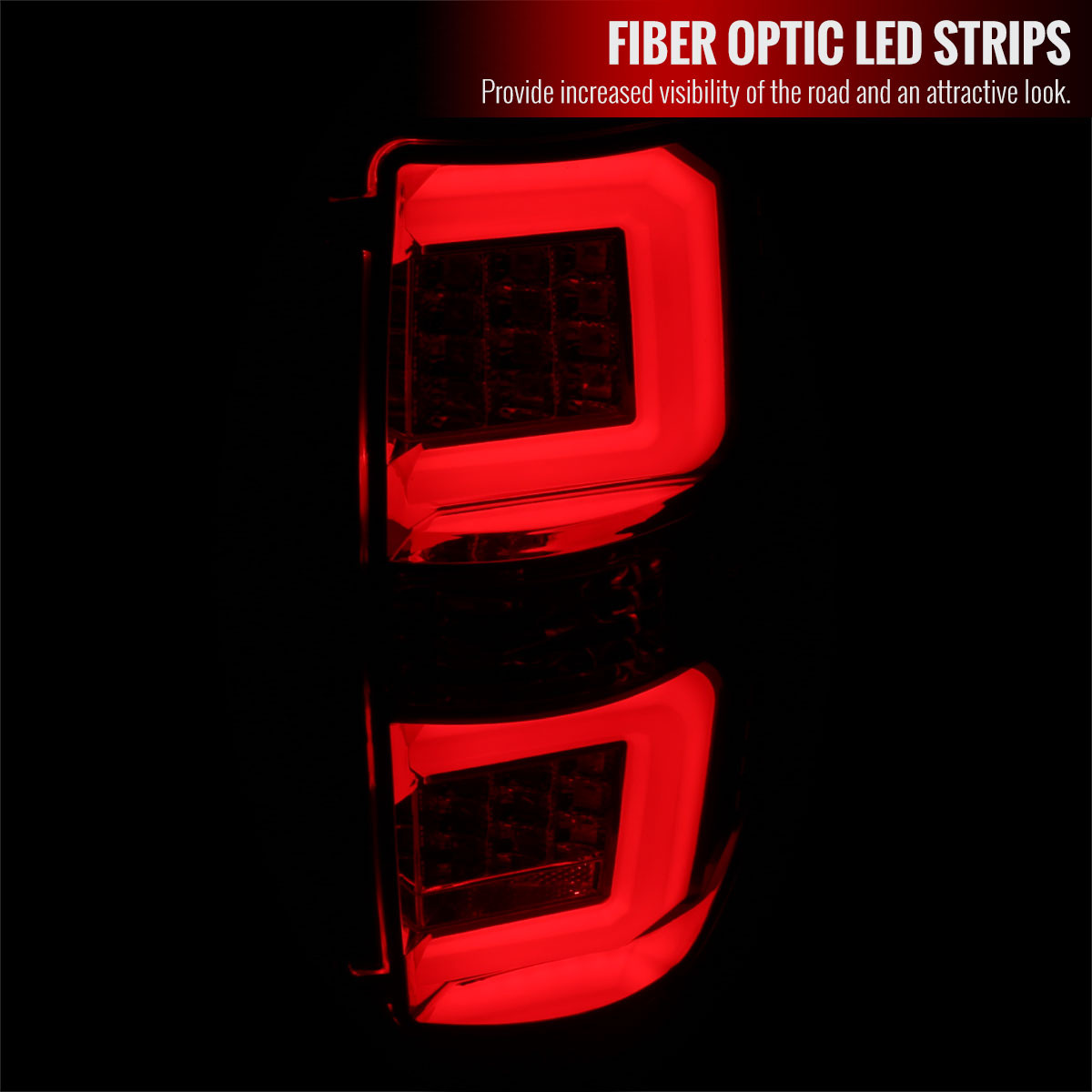 2009-2014 Ford F-150 Red C-Bar LED Tail Lights (Chrome Housing/Red