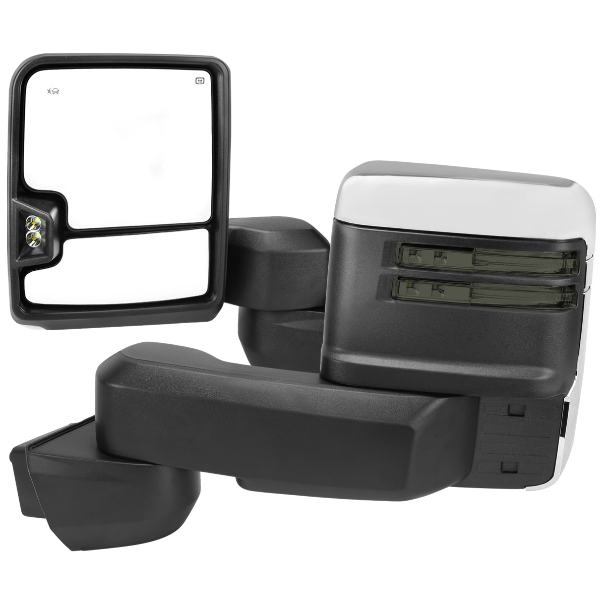 Pair Of Manual Towing Mirrors For 2007-2014 Chevy Silverado & GMC Sierra 2500/3500 HD - Textured Black, Direct Fit 3 thumbnail image