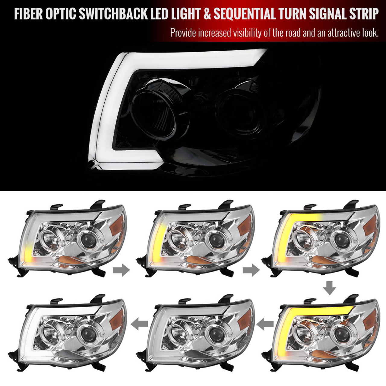 2005-2011 Toyota Tacoma LED Bar Projector Headlights w/ Sequential