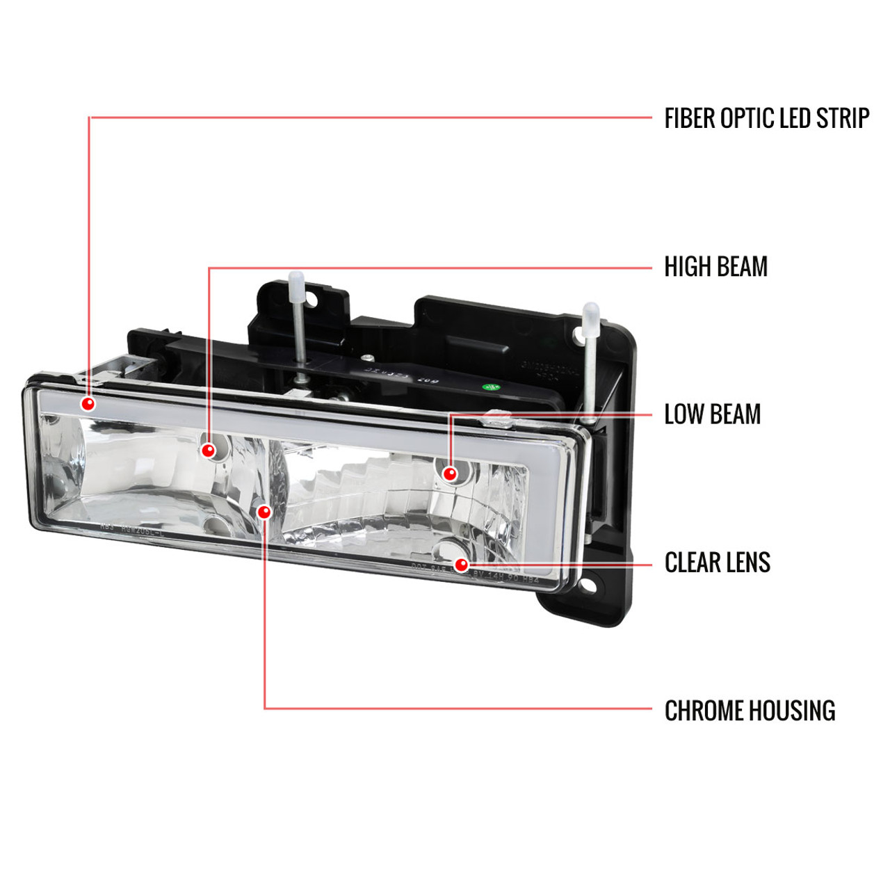 1988-1998 Chevrolet/GMC C10 C/K LED Strip Factory Style Headlights