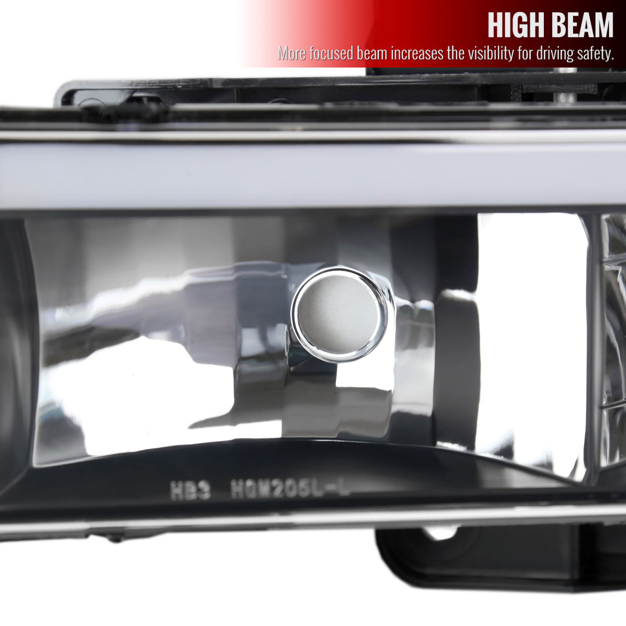 1988-1998 Chevrolet/GMC C10 C/K LED Strip Factory Style Headlights (Matte  Black Housing/Clear Lens) - Spec-D Tuning