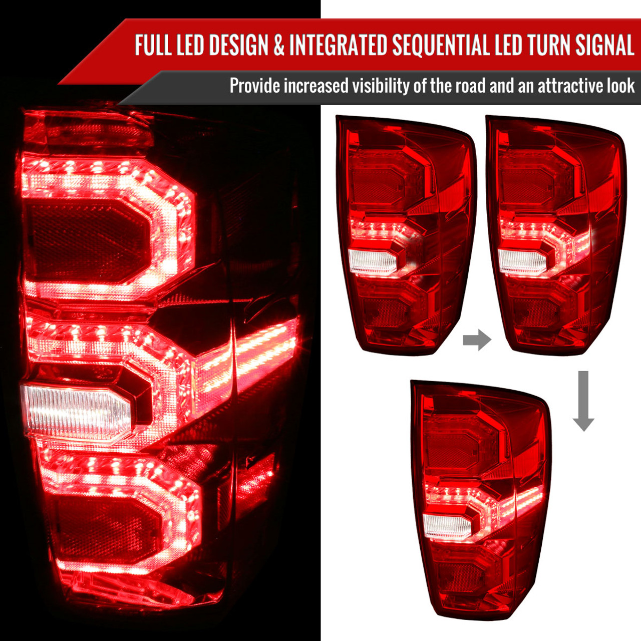 2016-2022 Toyota Tacoma Sequential Signal LED Tail Lights (Chrome