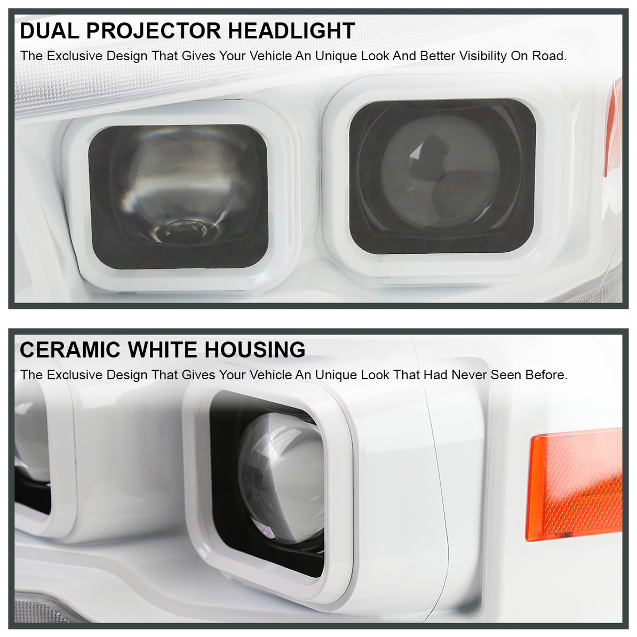 2009-2018 Dodge RAM 1500/2019-2021 RAM Classic/2010-2018 RAM 2500/3500  Switchback Sequential Projector Headlights (White Housing/Clear Lens) -  Spec-D Tuning