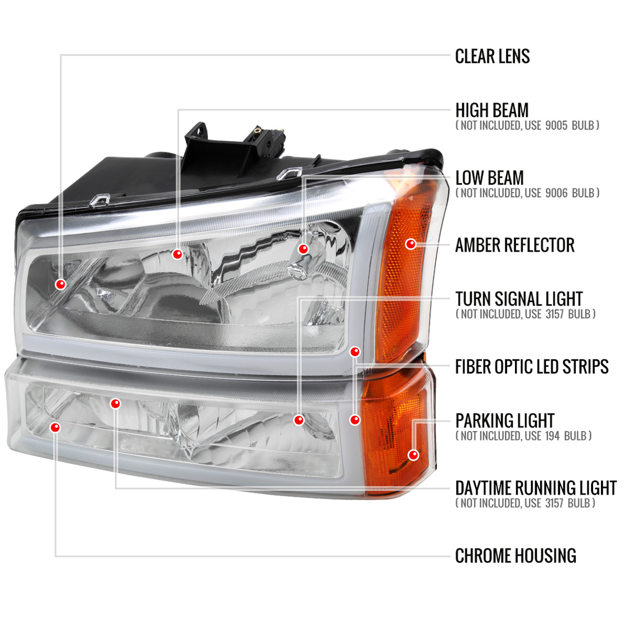 超爆安 Chrome 2002-2006 2002 2003 Cladding] 2005 Headlights 2003