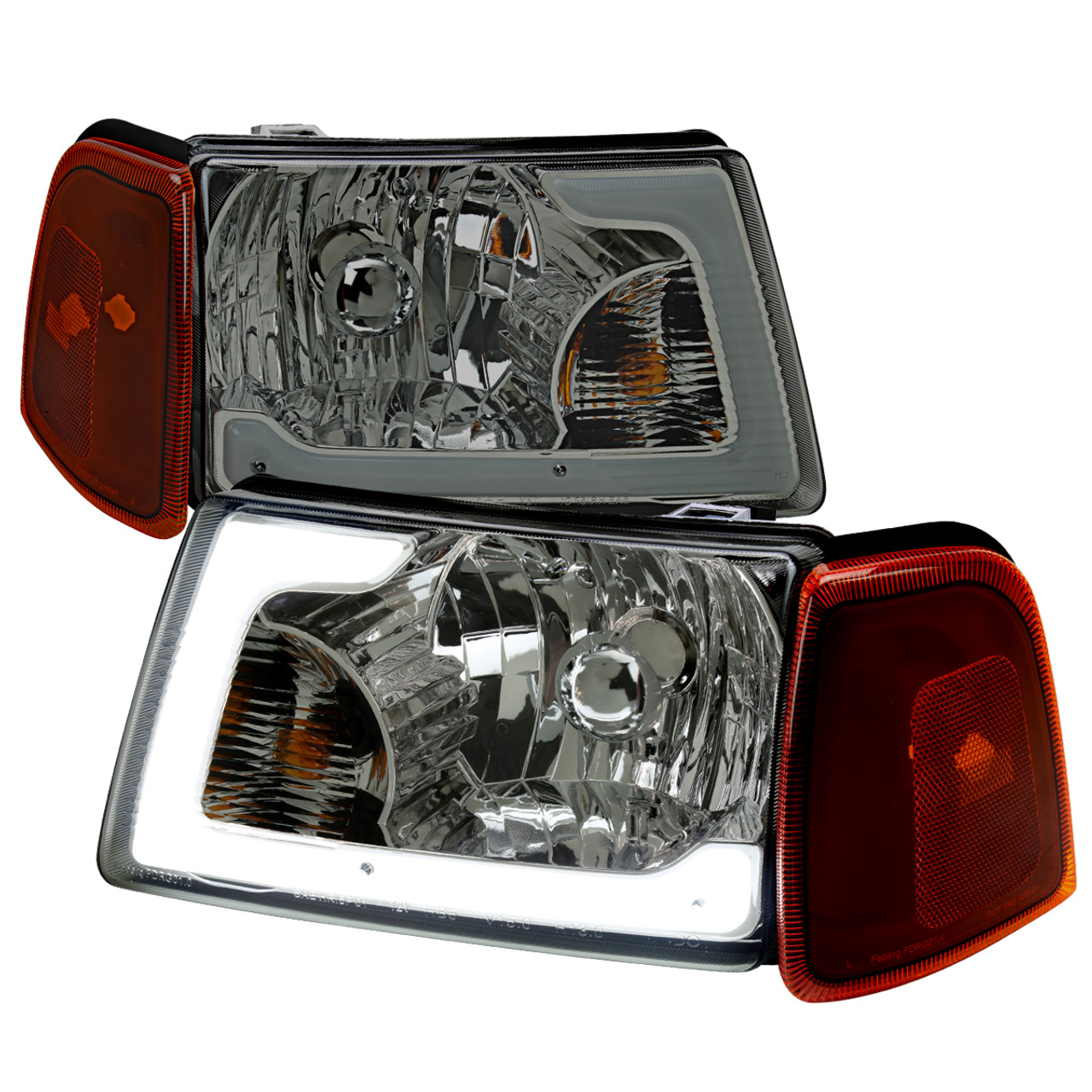 2001-2011 Ford Ranger LED Bar Factory Style Headlights w/Amber