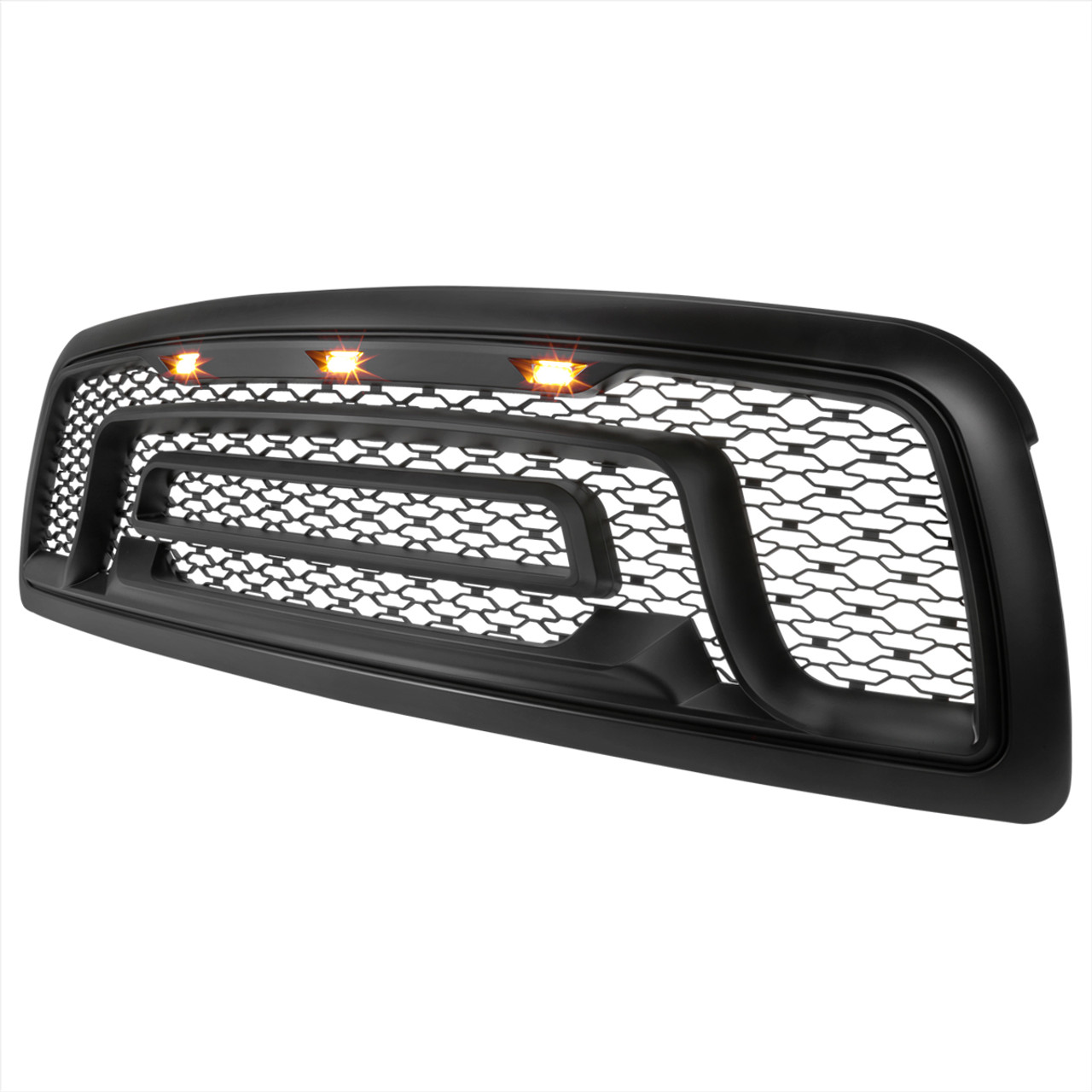 2009-2012 Dodge RAM 1500 Rebel Style Front hood Grille w/ Amber