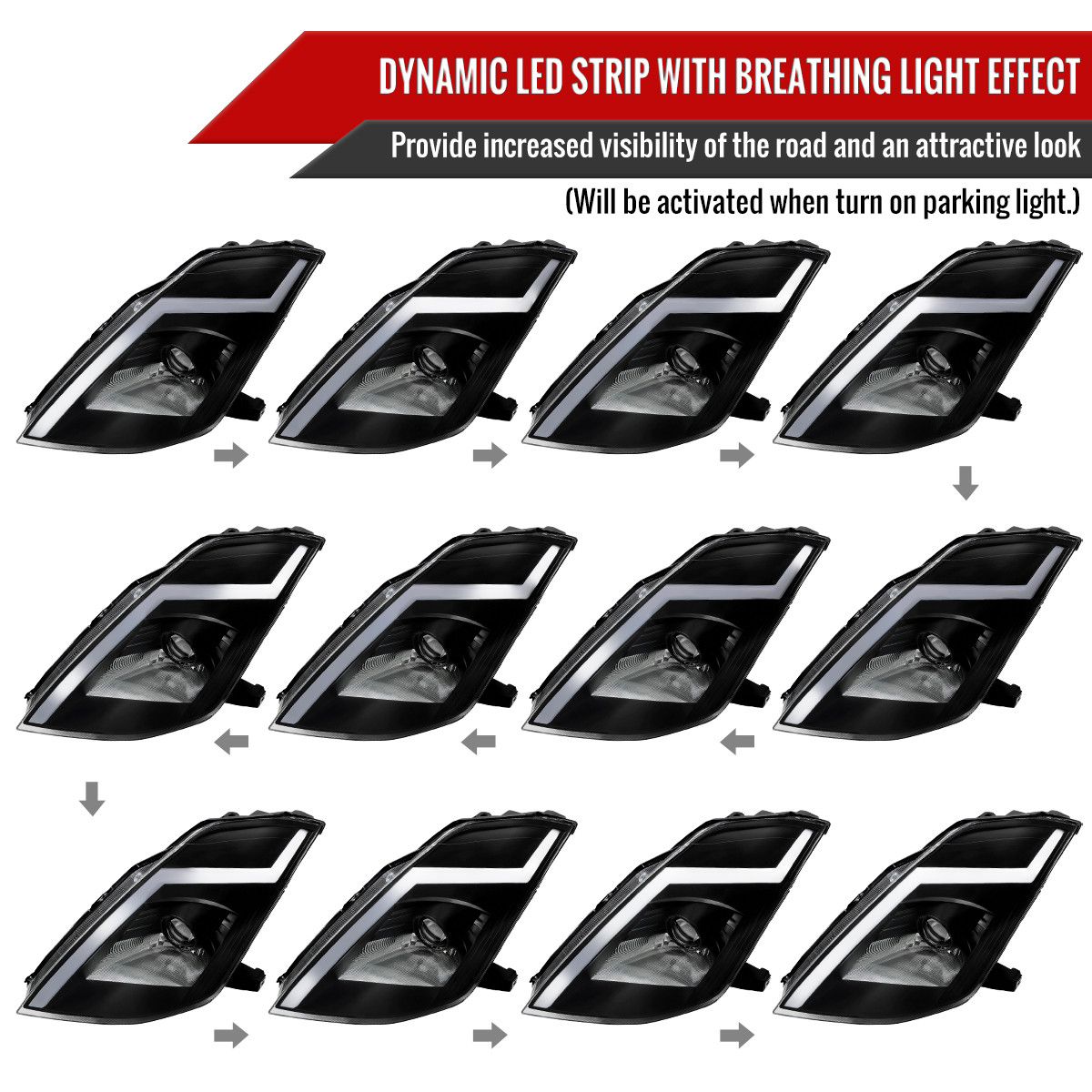 2003-2005 Nissan 350Z Switchback Sequential Turn Signal Animated