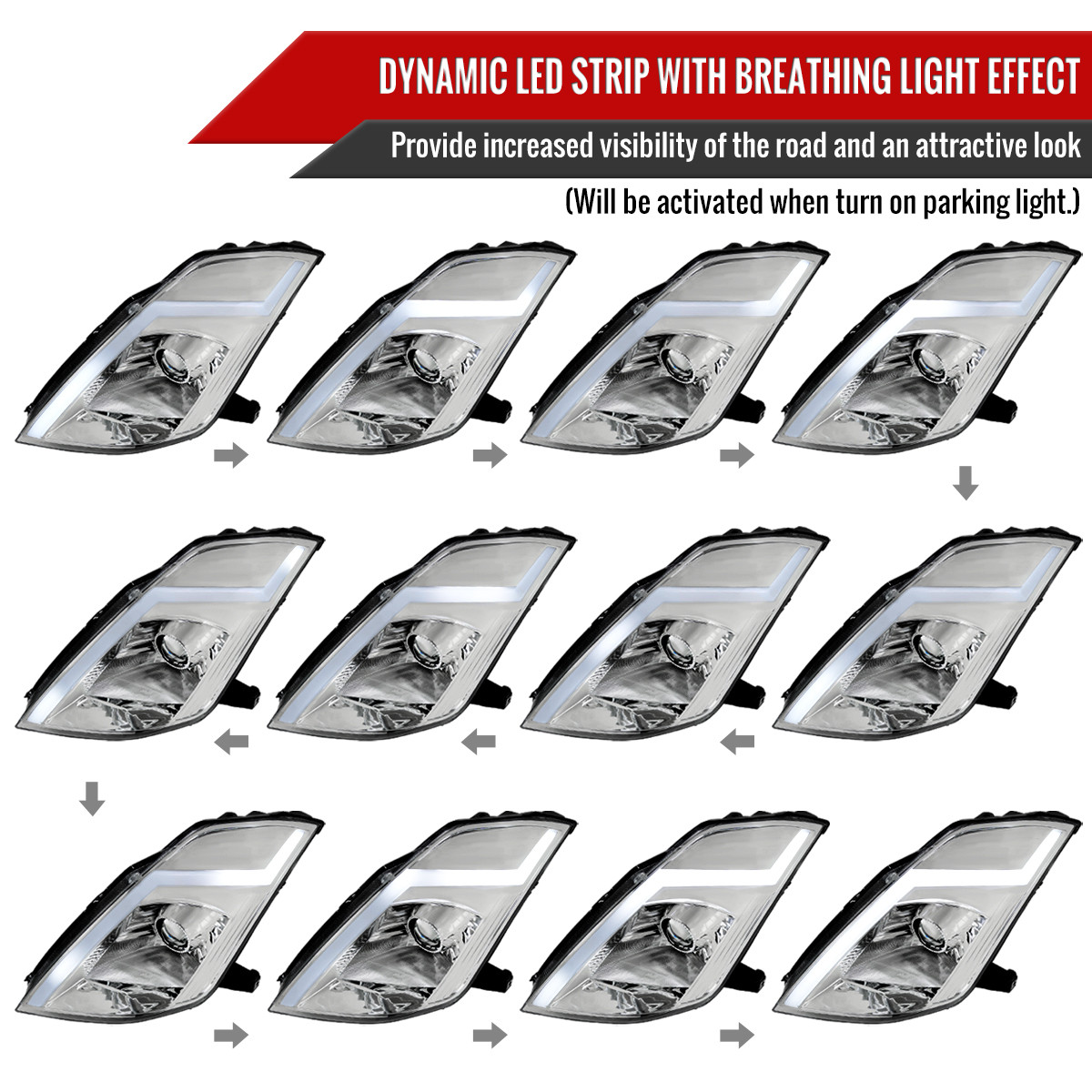 2003-2005 Nissan 350Z Switchback Sequential Turn Signal Animated