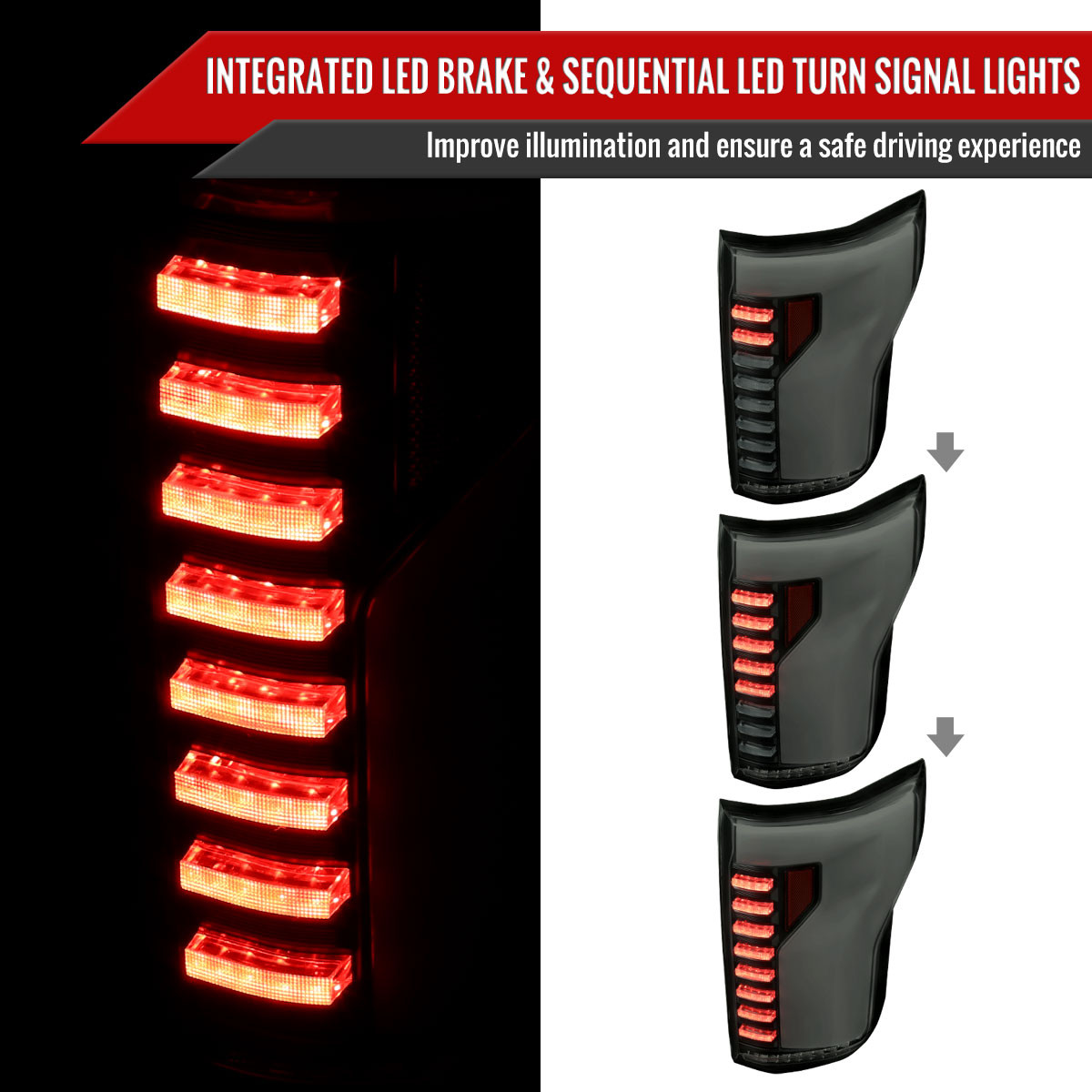 Spec-D Tuning Black/Smoke LED Tail Lights For 2015-2017 Ford F150 - Sequential Signal