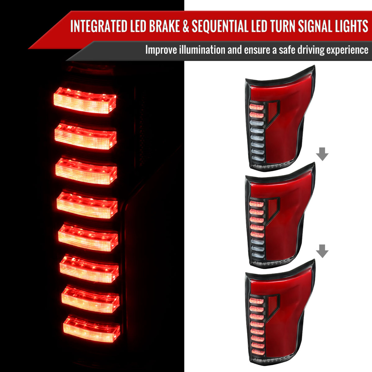 2018-2020 Ford F-150 Sequential Turn Signal Animated Red LED Bar