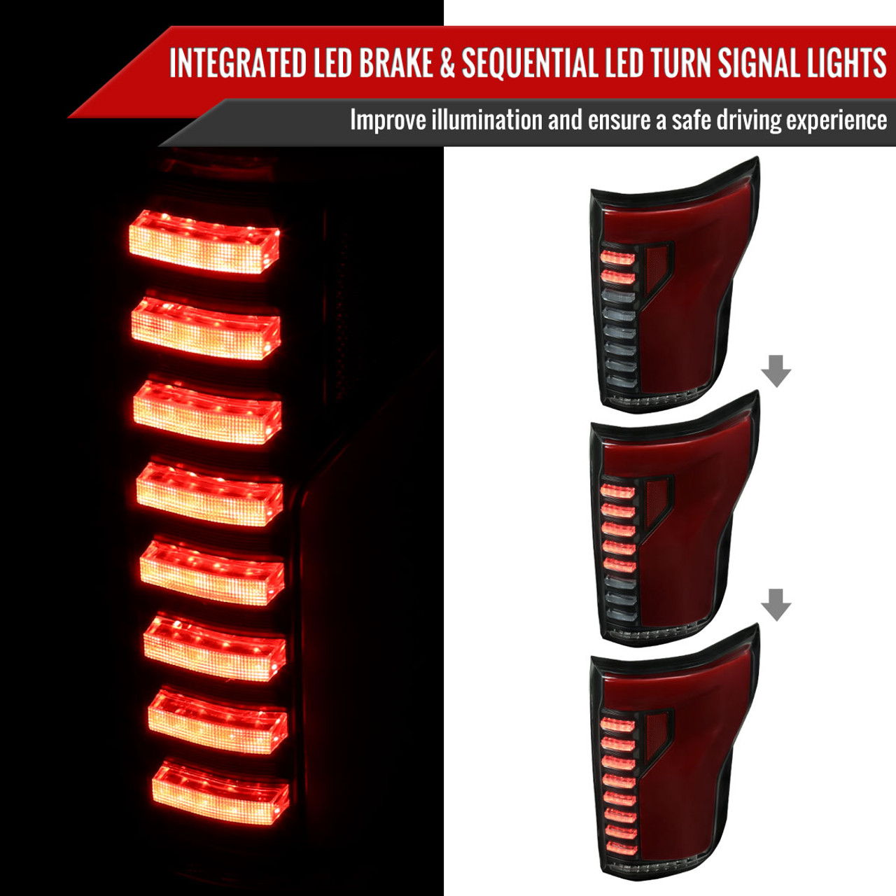 2018-2020 Ford F-150 Sequential Turn Signal Animated Red LED Bar