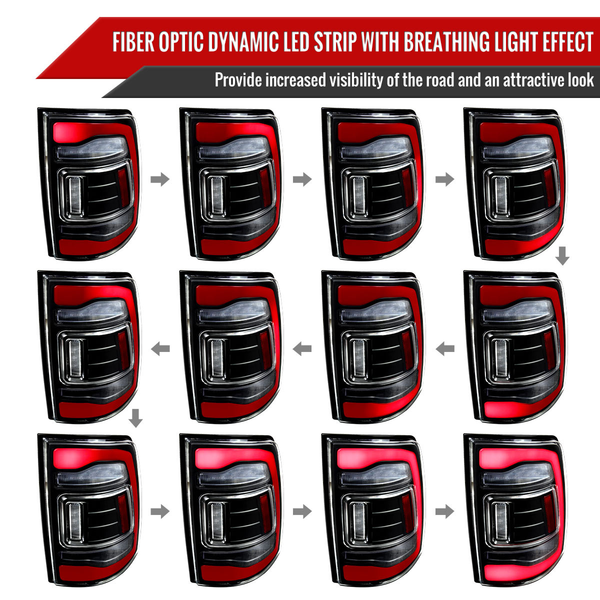 2013-2018 RAM 1500/2500/3500 Sequential Signal LED Tail Lights