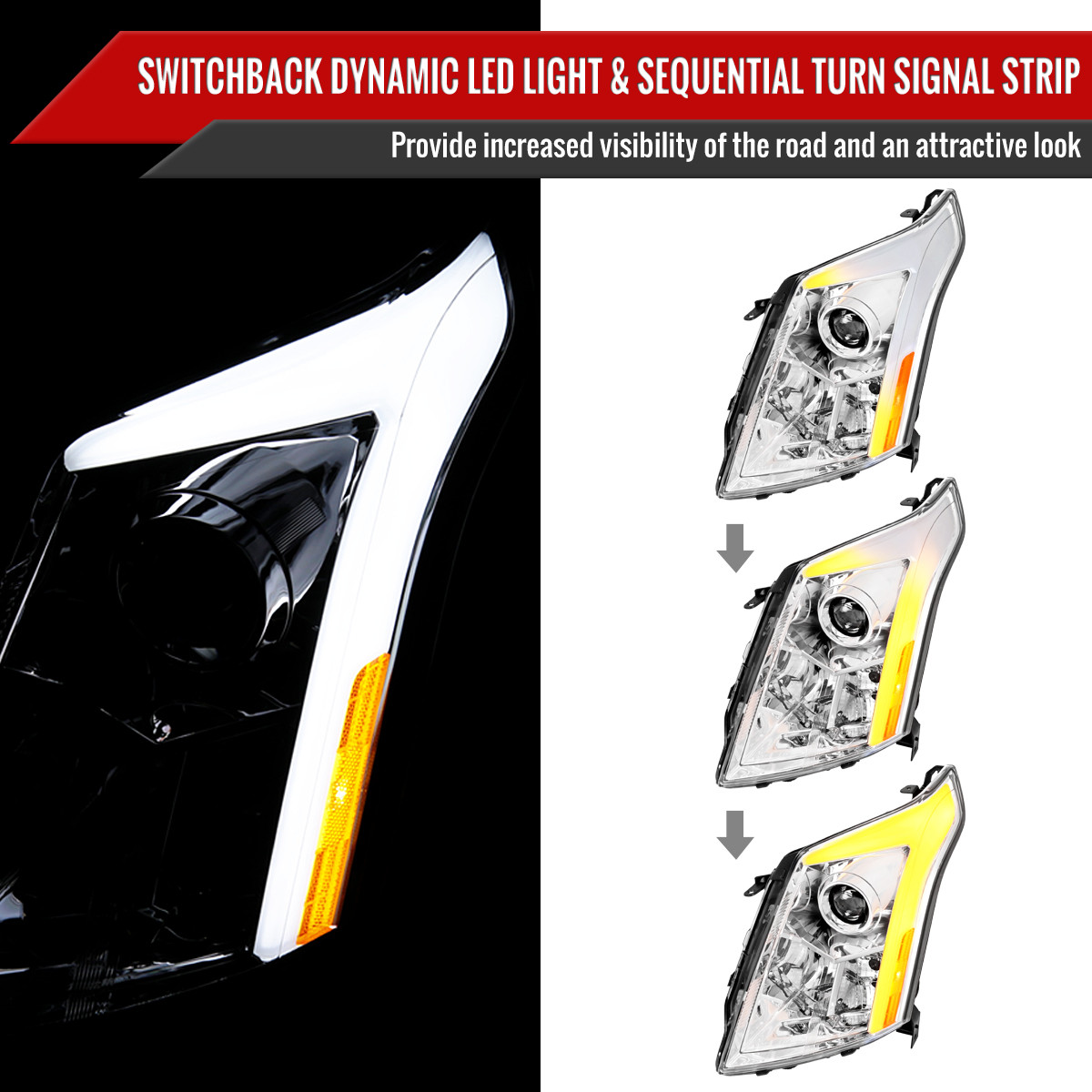 2010-2016 Cadillac SRX Projector Headlights w/ Switchback