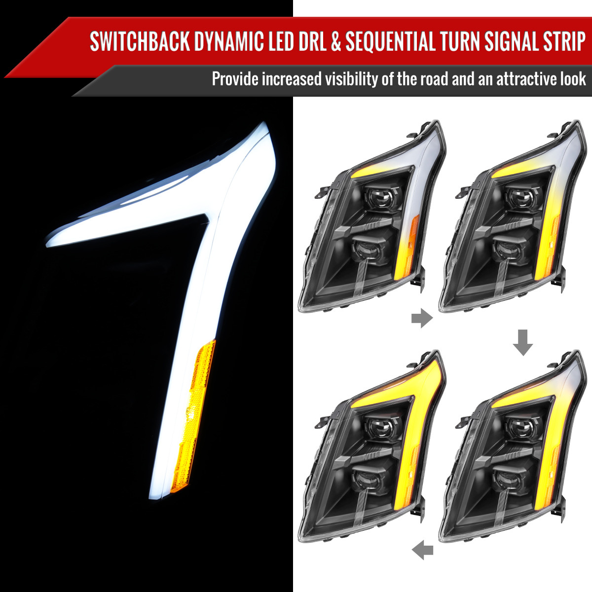2010-2016 Cadillac SRX Full Switchback Sequential LED DRL
