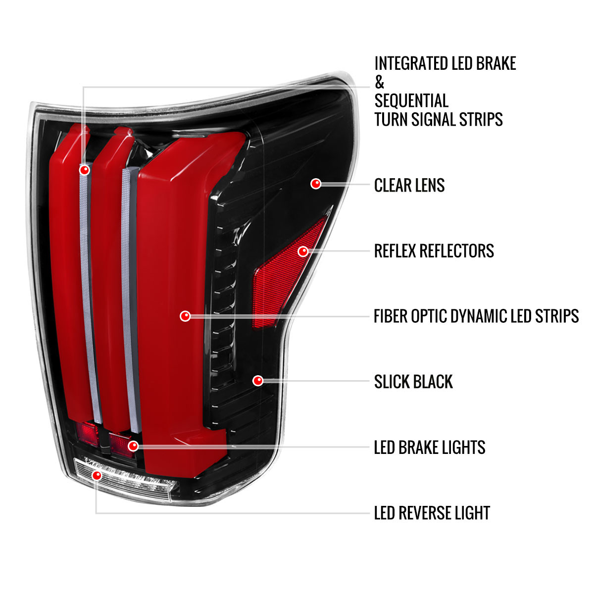 2007-2013 Toyota Tundra Sequential Red LED Bar Tail Lights (Glossy