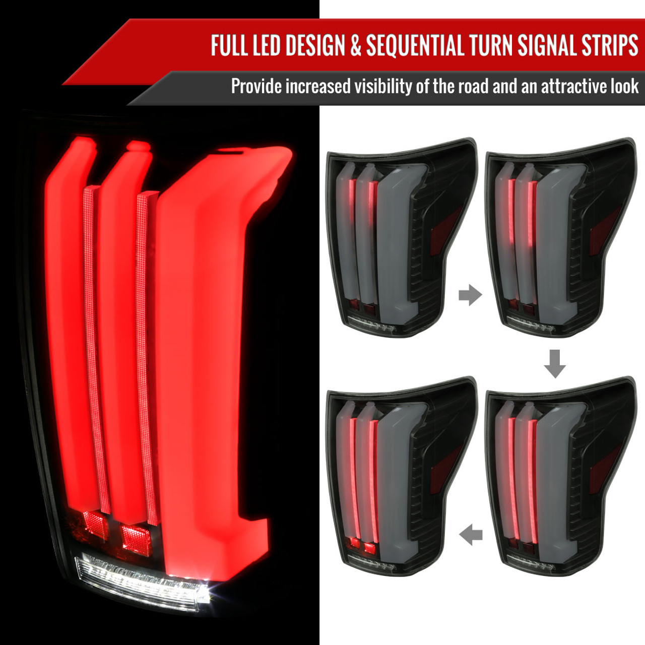 2007-2013 Toyota Tundra Sequential White LED Bar Tail Lights