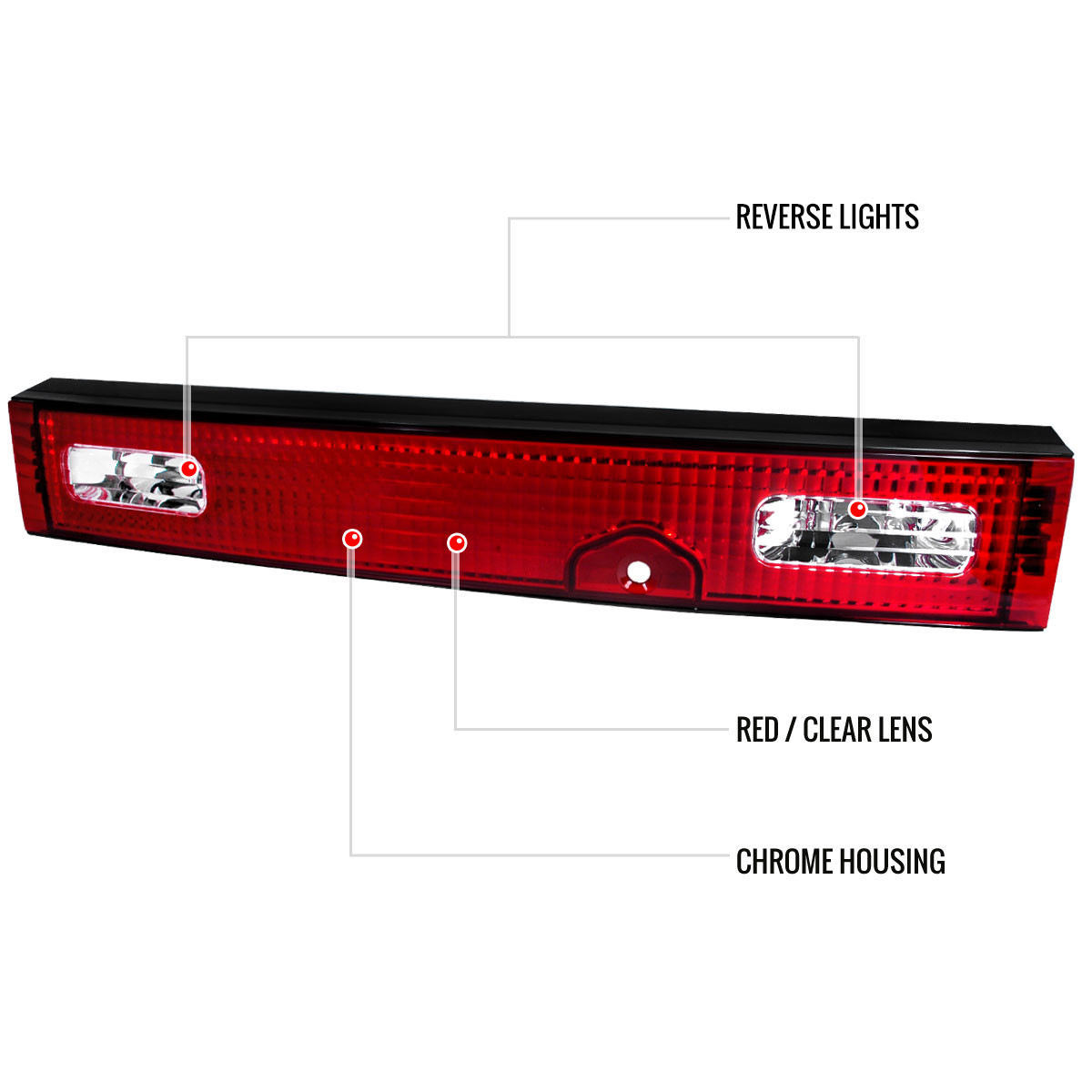 1989-1994 Nissan 240SX S13 Hatchback Center Trunk Light (Chrome