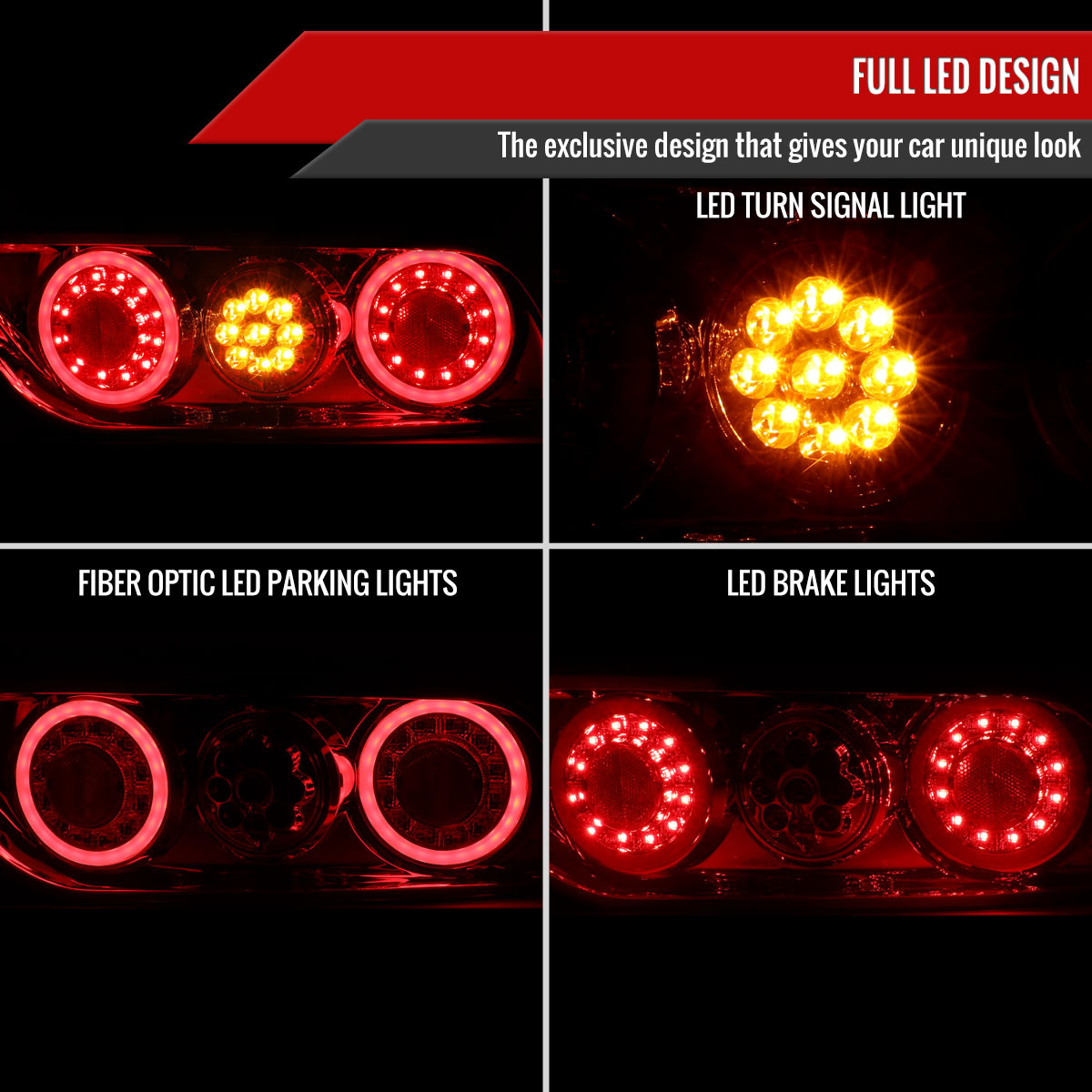 1991-1998 Nissan 180SX RPS13 / 240SX S13 S14 JDM Red LED Tail