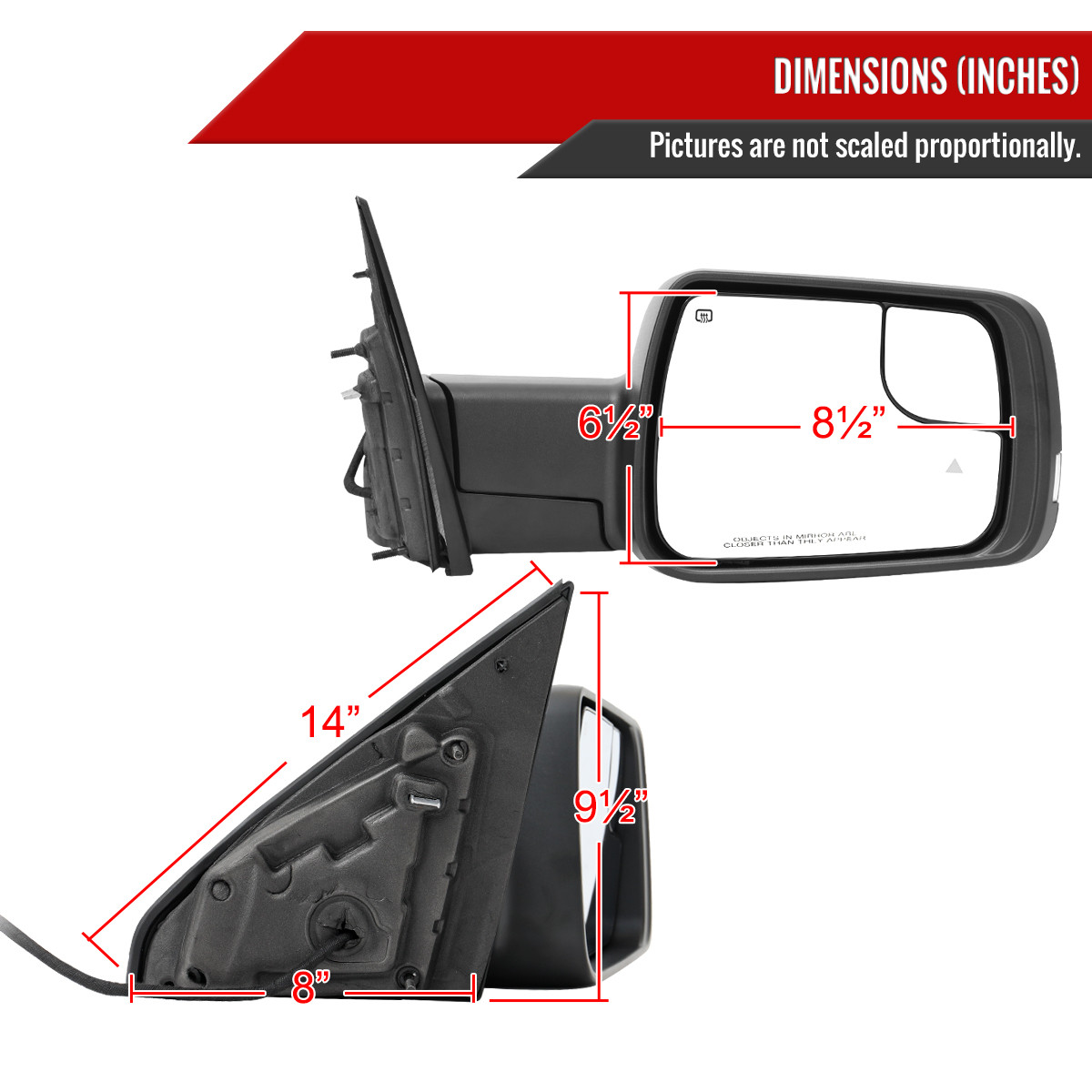 2019-2024 Dodge RAM 1500 Chrome Power Adjustable, Auto-Fold, BSD