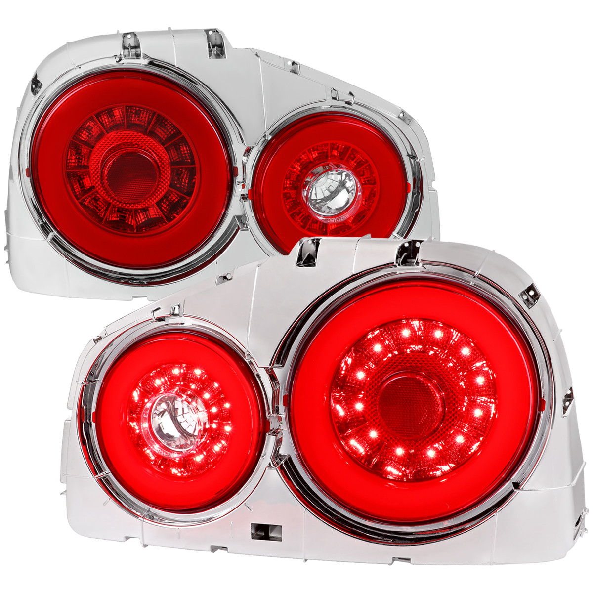 1999-2002 Nissan Skyline GT R34 JDM Red LED Tail Lights (Chrome