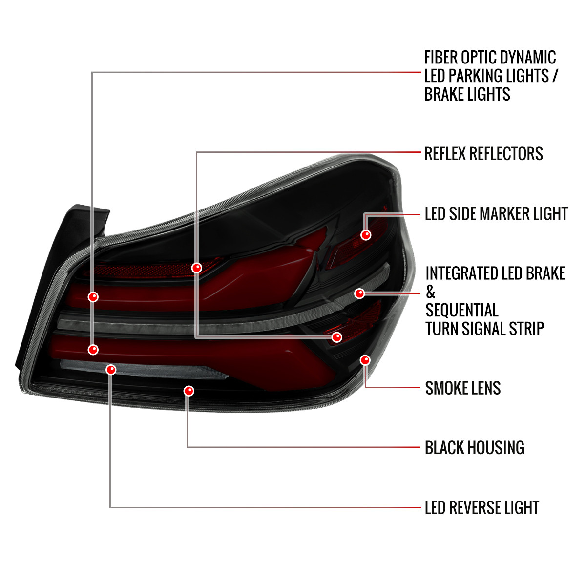 SUBARU TECNICA INTERNATIONAL LEDライト 2015-2021 Subaru WRX STi Tail Light w/ Sequential Turn Signal LED