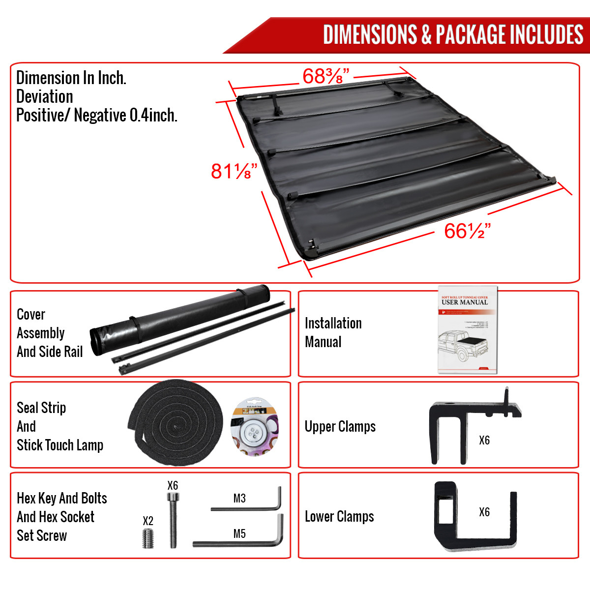 DPT Motorsports Soft Vinyl Roll-Up Tonneau Cover For Chevy Silverado GMC Sierra 99-07 6.5ft Bed