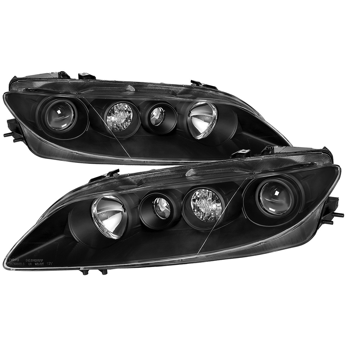 2003-2005 Mazda 6 Factory Style Projector Headlights (Matte Black