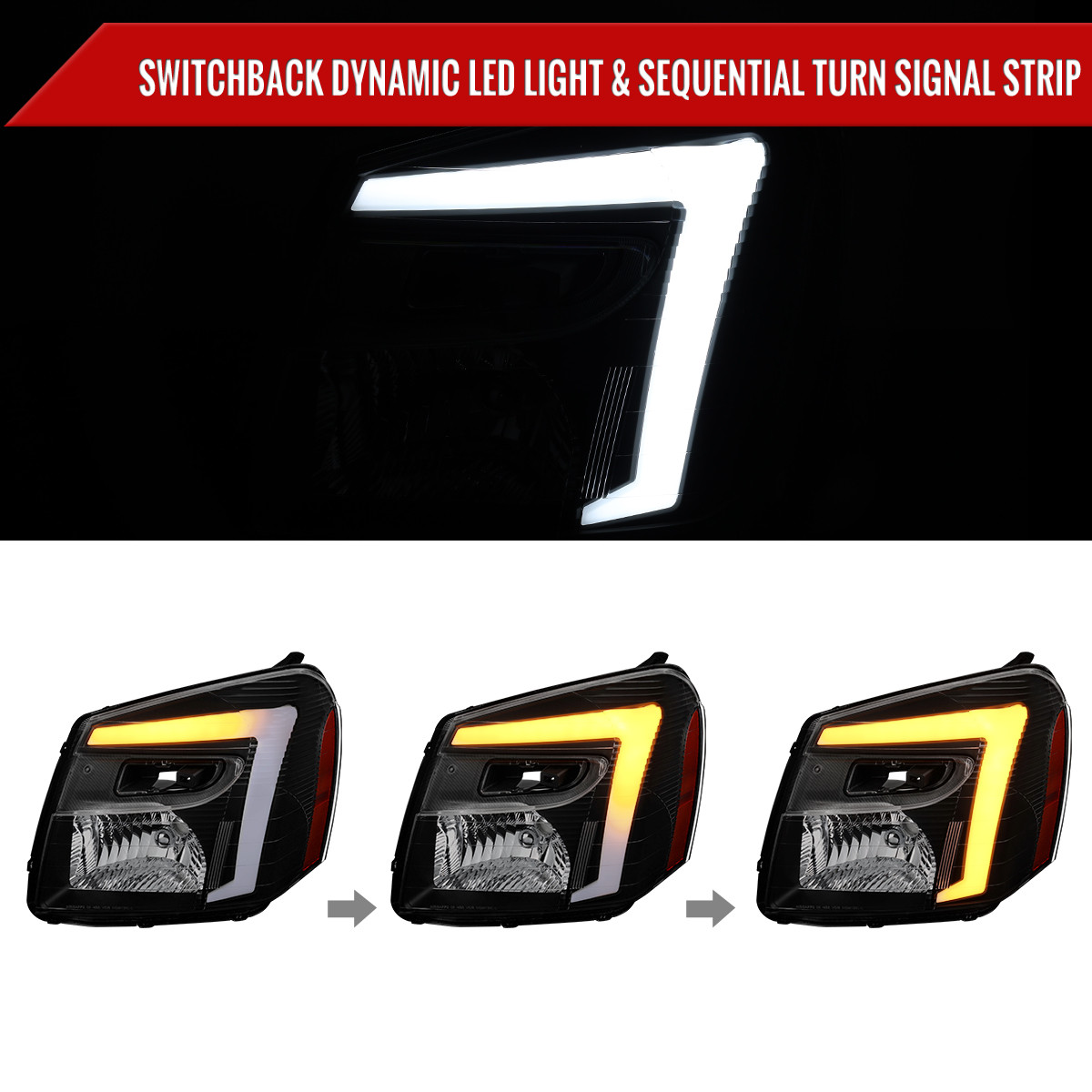 2005-2009 Chevy Equinox Factory Style Headlights with Sequential
