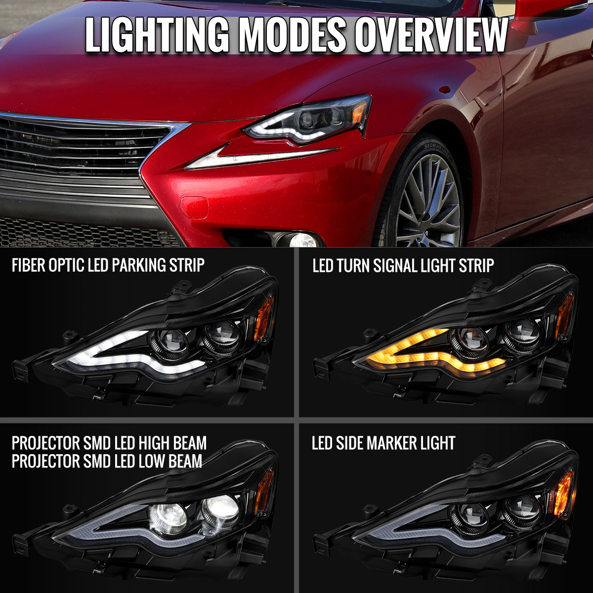 2014-2016 Lexus IS250 IS350 Full LED Project healight (Jet Black