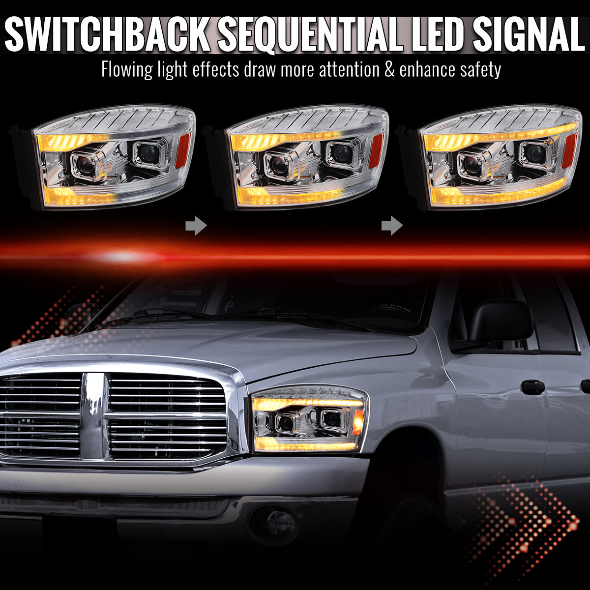 AS Headlight Assembly Compatible with 2009-2018 Dodge Ram