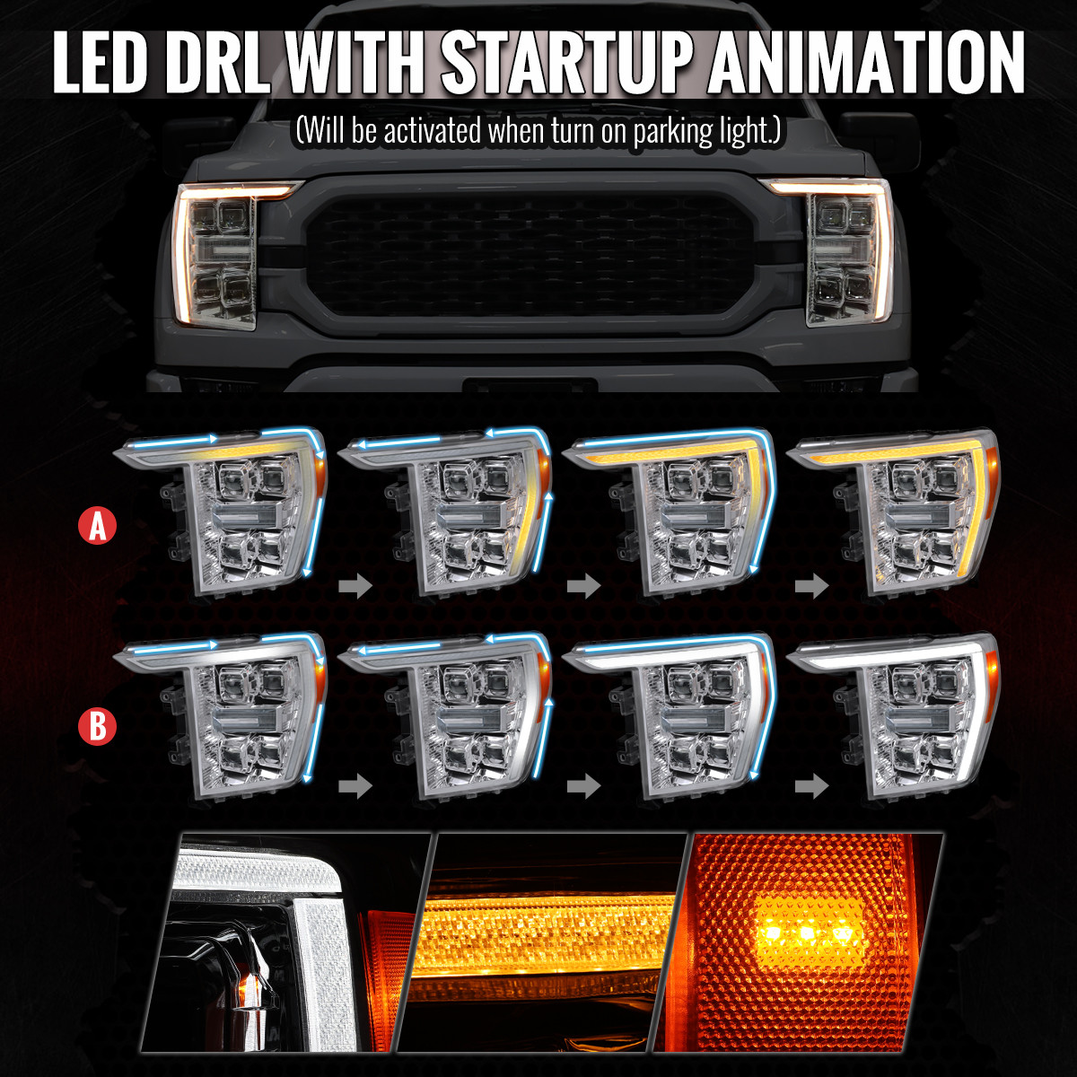 2021-2023 Ford F-150 Full LED Projector Headlights w/ Switchback